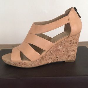Adrienne Vittadini Leather and Cork Wedges